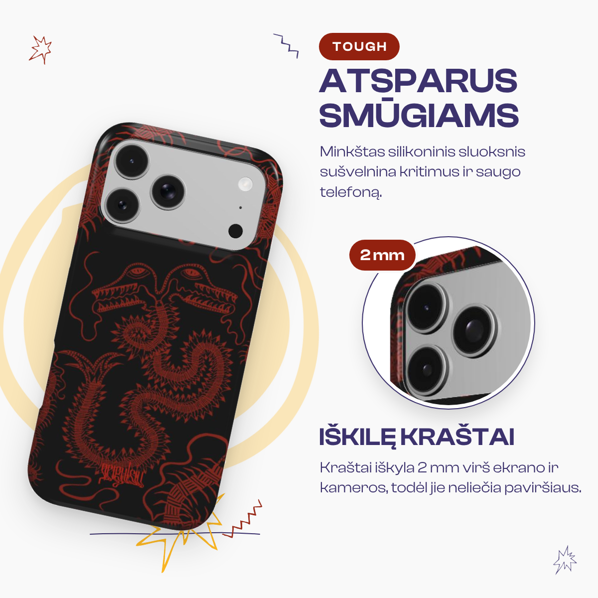 BUG FISH - Tough Phone Case black & red