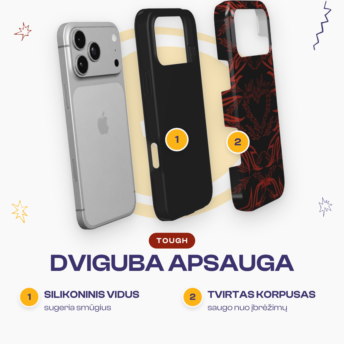 MORE - Tough Phone Case black & red