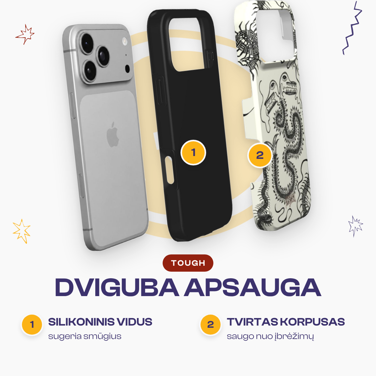 BUG FISH - Tough Phone Case black & white
