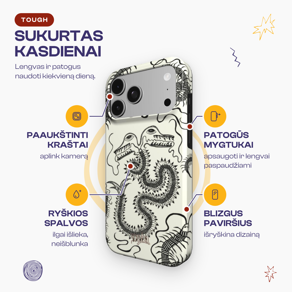 BUG FISH - Tough Phone Case black & white