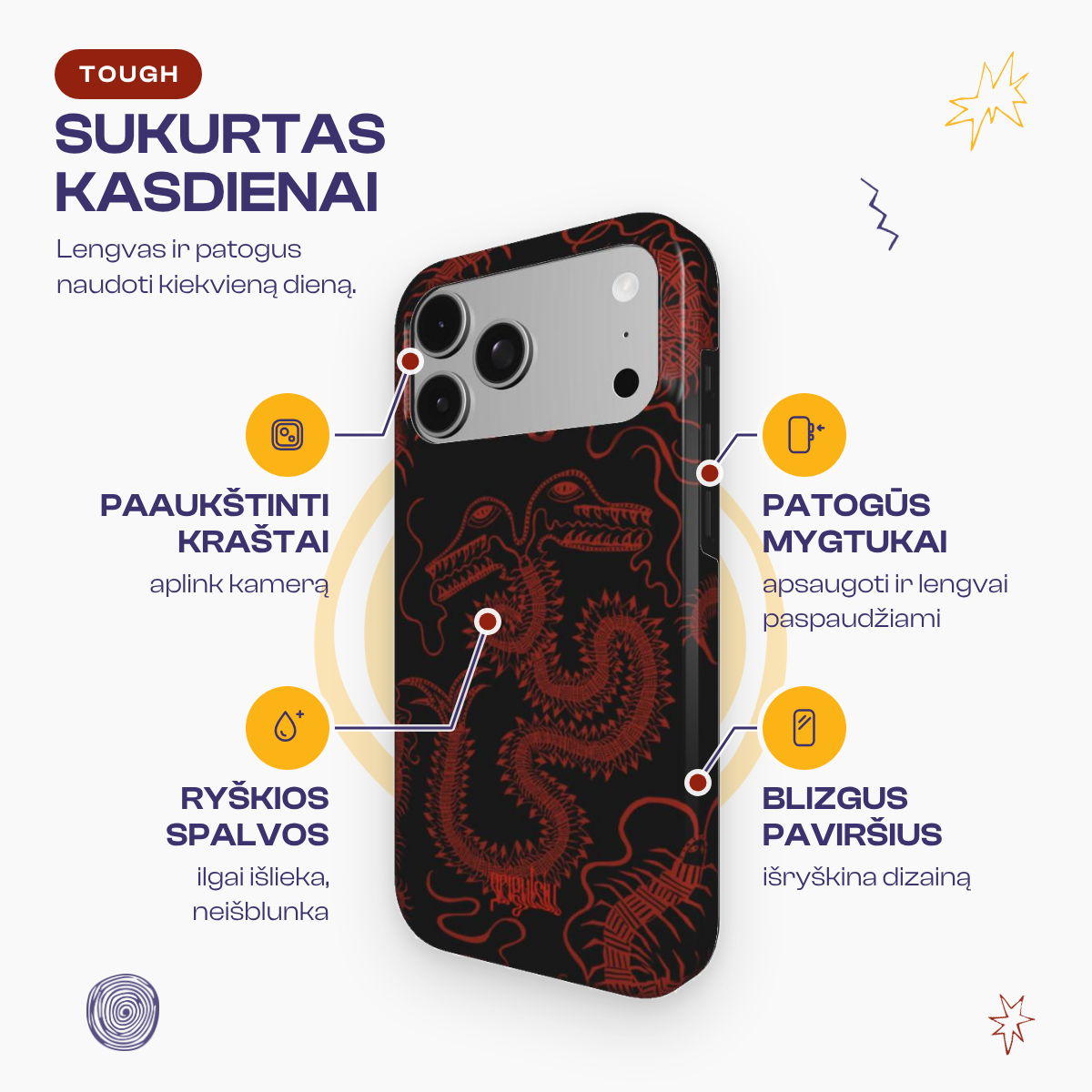 BUG FISH - Tough Phone Case black & red