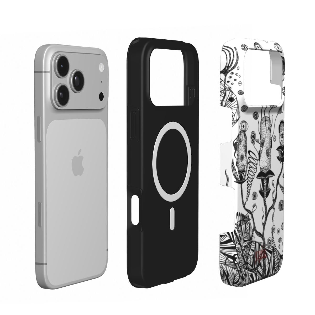 LOST HEADS - MagSafe Tough Phone Case black & white
